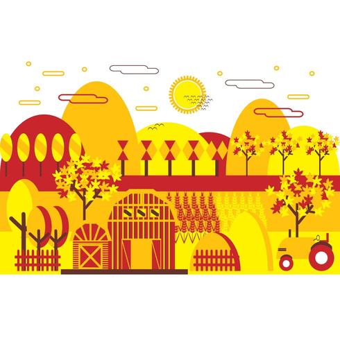 Flaches Design Tricolor Autumn Landscape vektor