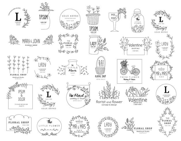 Reihe von floralen Logo-Vorlagen vektor
