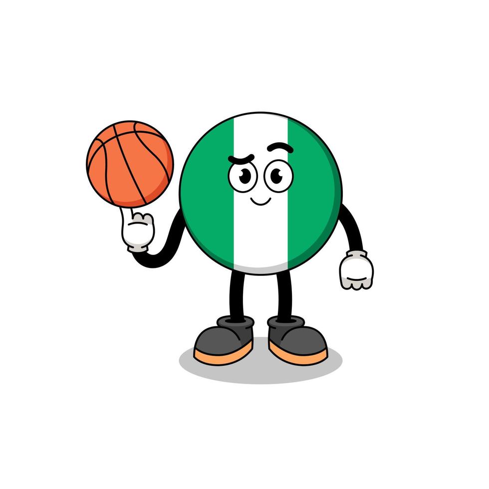 nigeria flagga illustration som en basketspelare vektor