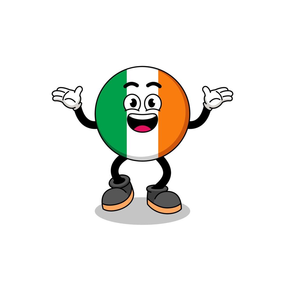 irland-flaggenkarikatur, die mit glücklicher geste sucht vektor