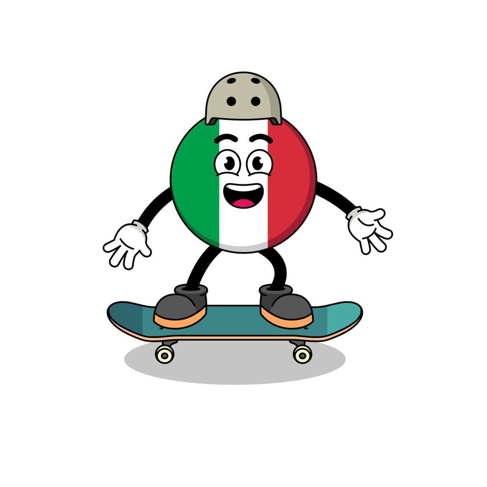 Italien flaggmaskot spelar en skateboard vektor