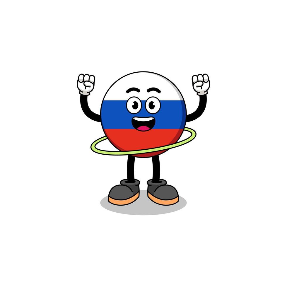 charakterillustration der russischen flagge, die hula hoop spielt vektor