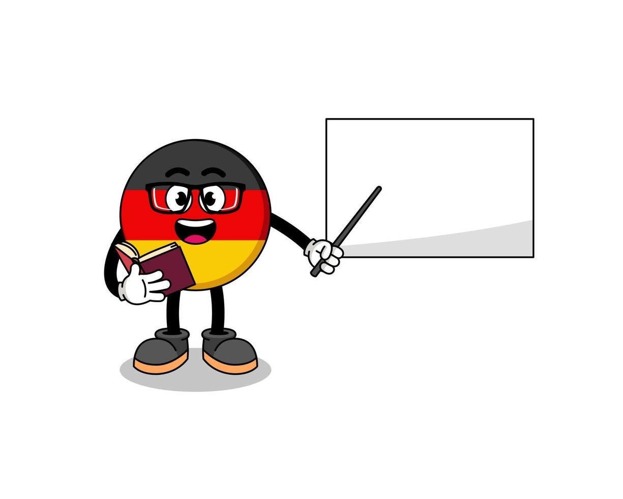 maskot tecknad av tyska flaggan lärare vektor