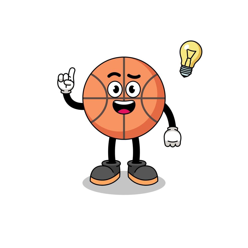 Basketball-Cartoon mit einer Ideen-Pose vektor