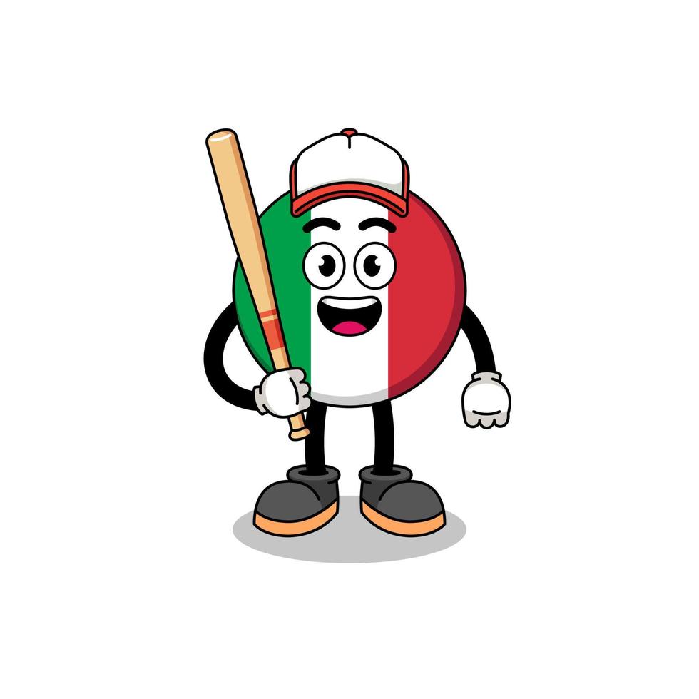 italien-flaggenmaskottchenkarikatur als baseballspieler vektor