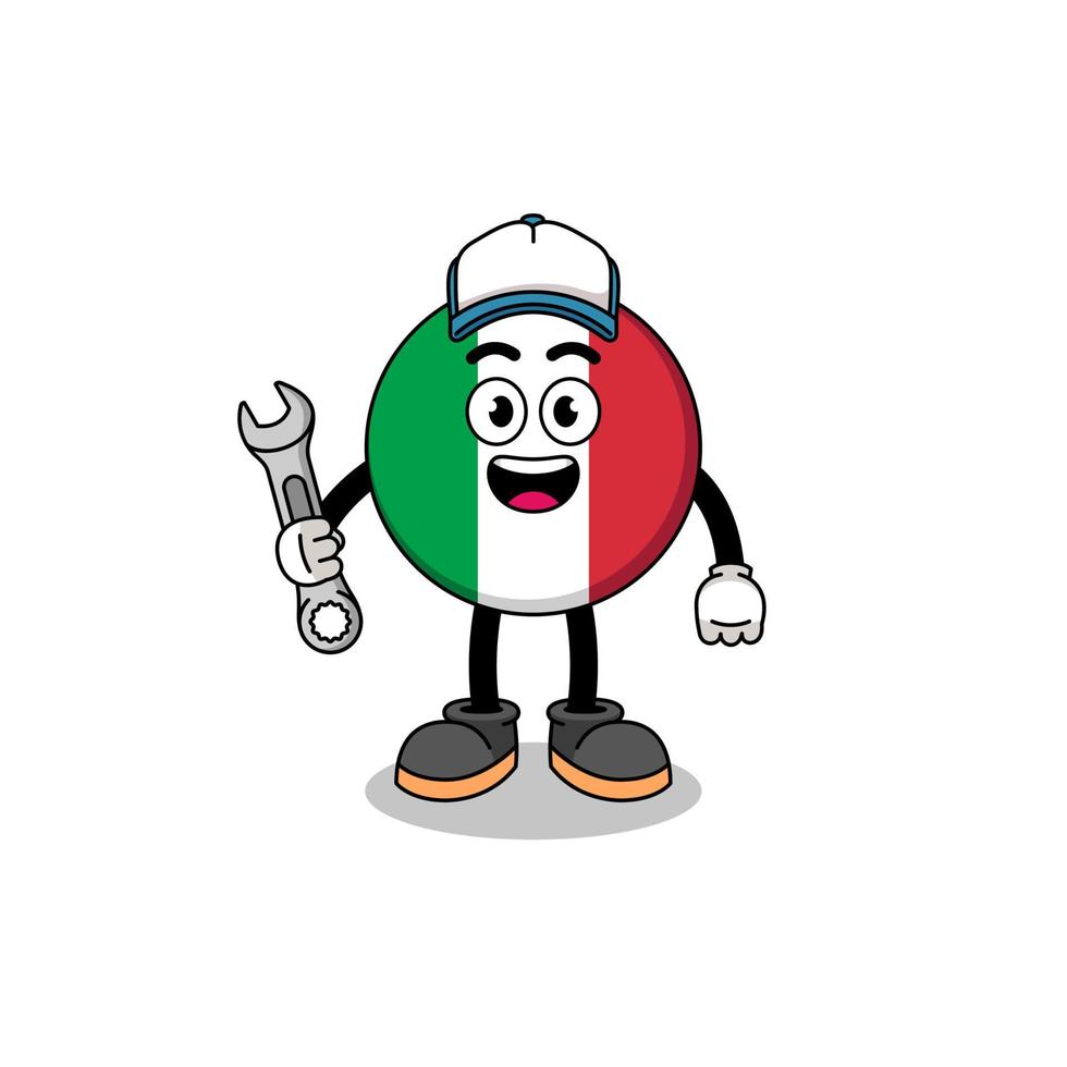 italien flag illustration cartoon als mechaniker vektor