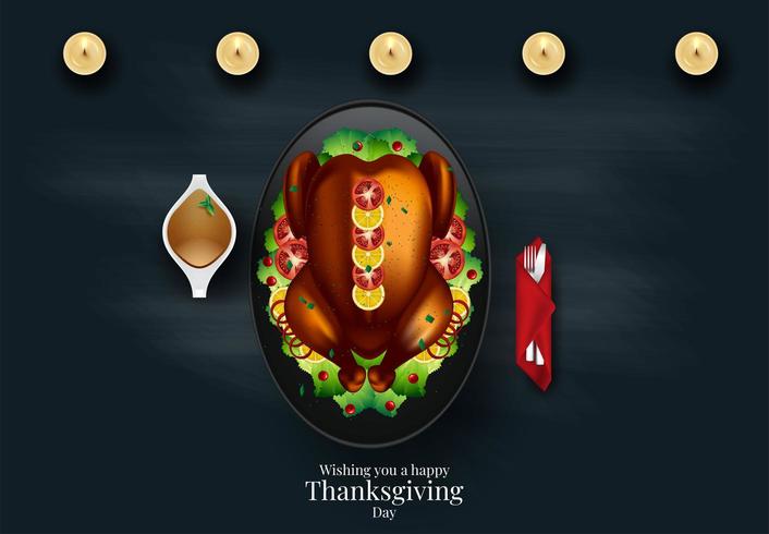 Thanksgiving-Dinner von oben vektor