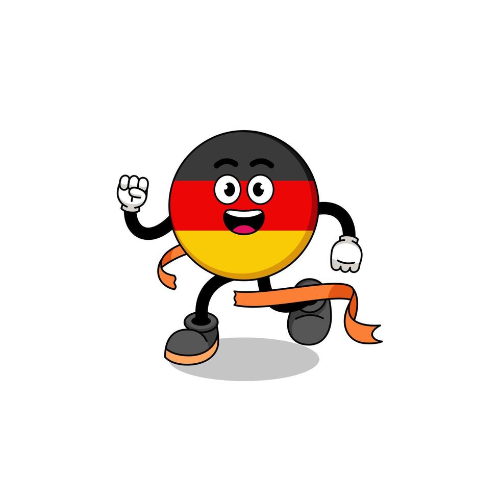 maskot tecknad av Tysklands flagga körs på mållinjen vektor