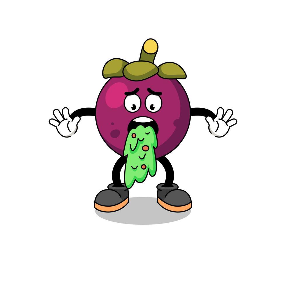 mangosteen maskottchen cartoon erbrechen vektor