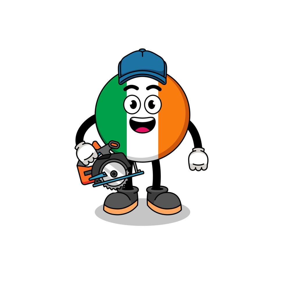 tecknad illustration av Irlands flagga som en träarbetare vektor