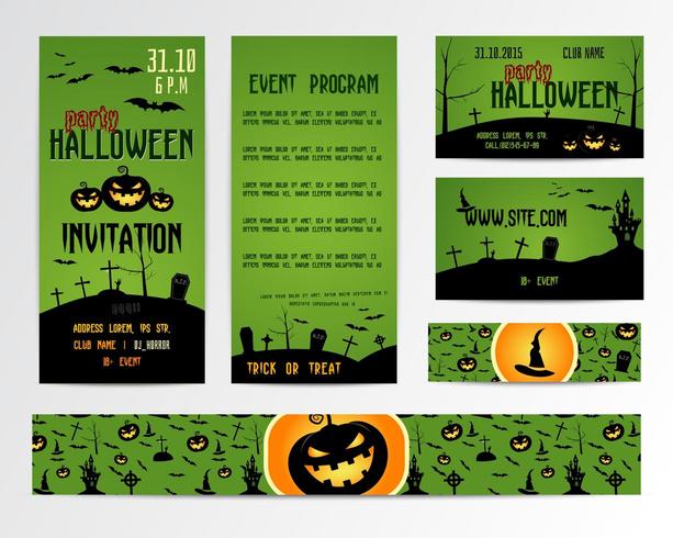 Happy Halloween Inbjudningar och Banners vektor