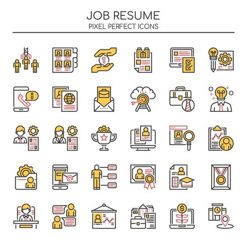 Reihe von Duotone Thin Line Job Resume Icons vektor