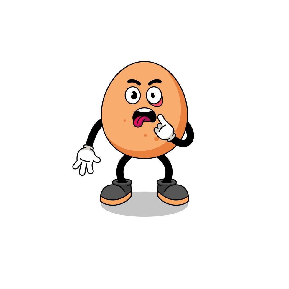 karaktär illustration av ägg med tungan sticker ut vektor