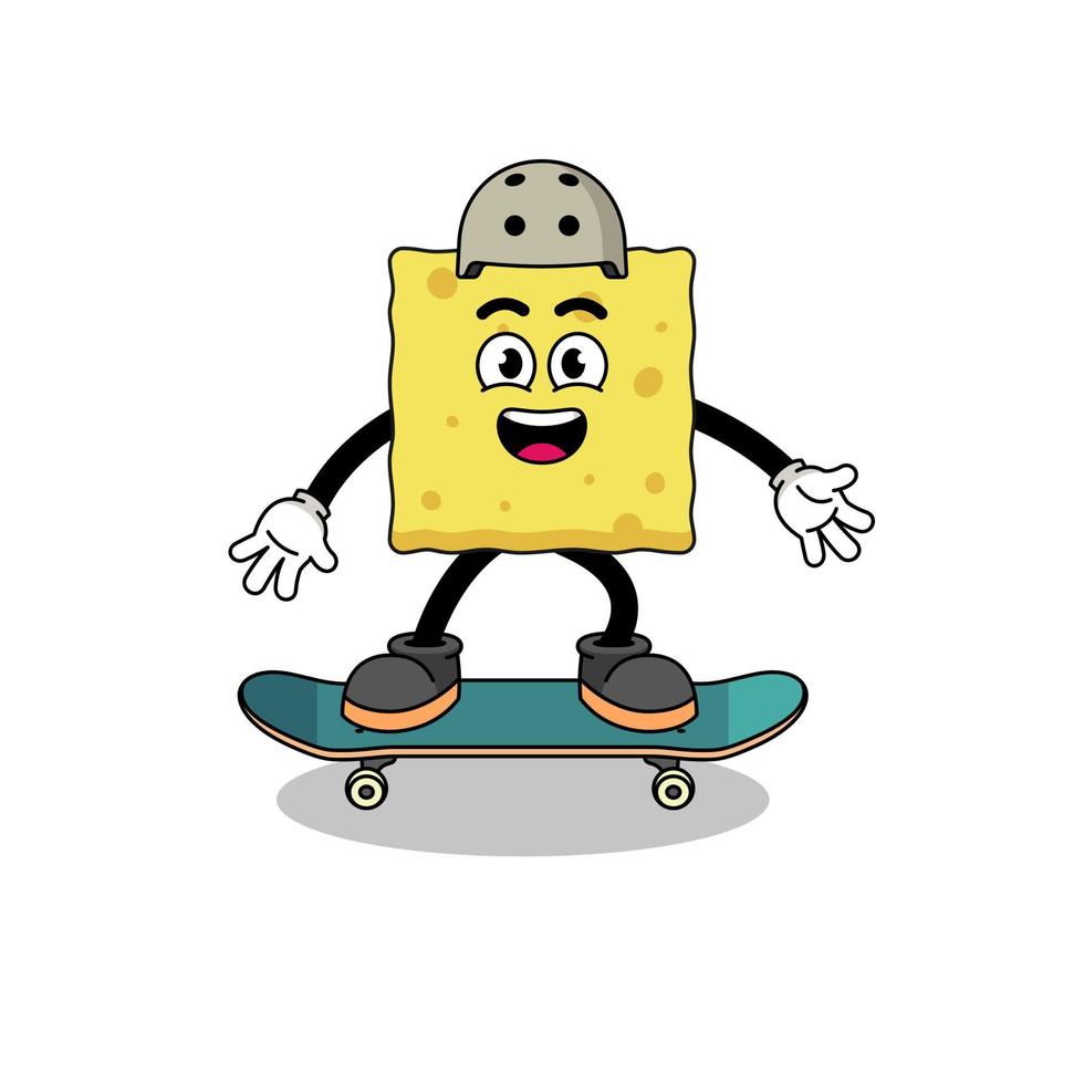 svampmaskot spelar en skateboard vektor