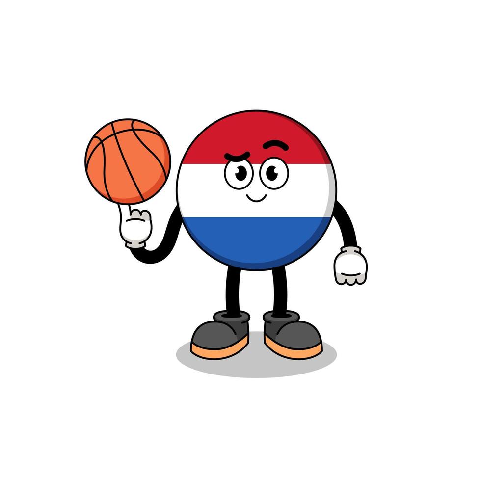 niederländische Flaggenillustration als Basketballspieler vektor