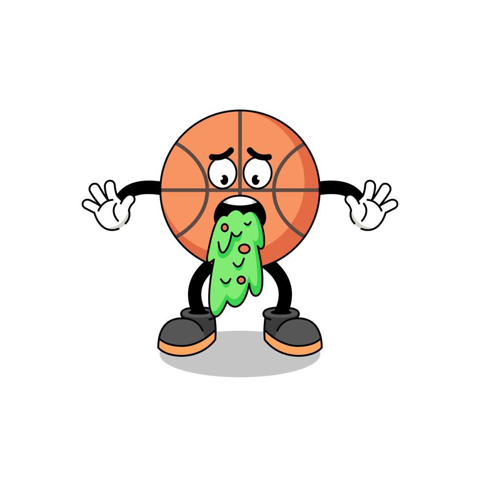 Basketball-Maskottchen Cartoon Erbrechen vektor