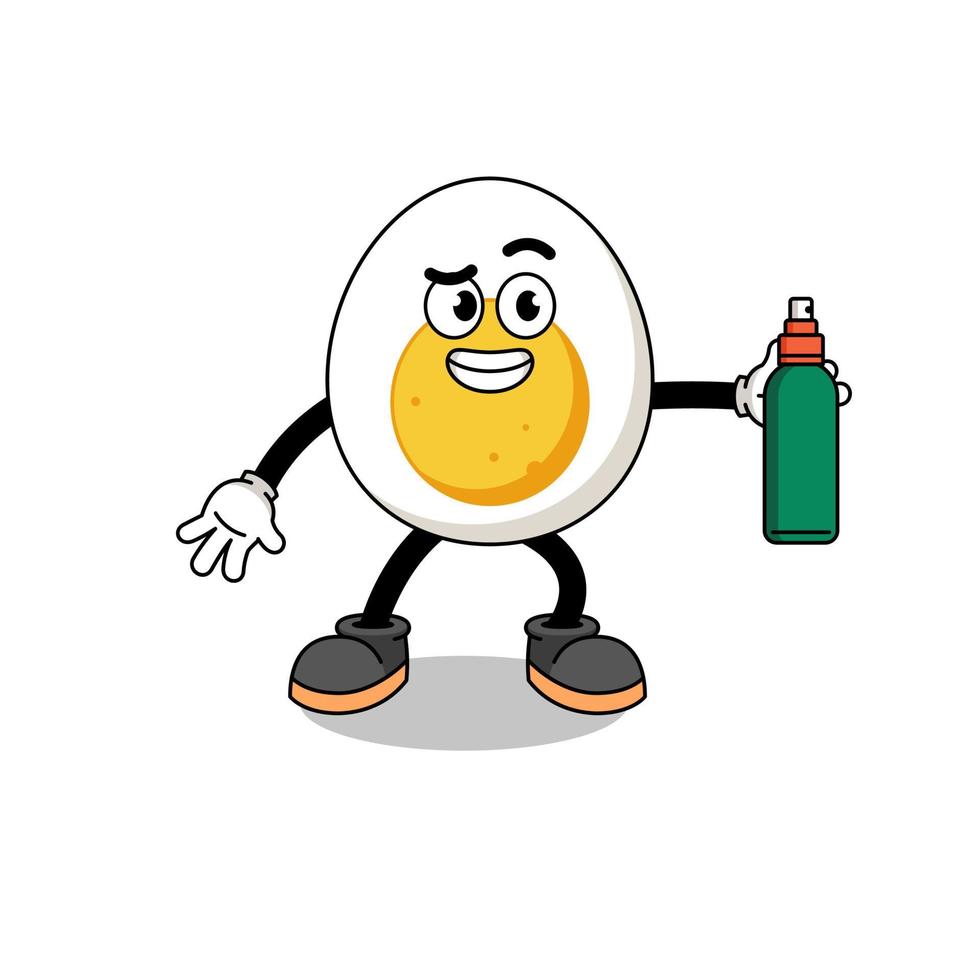 kokt ägg illustration tecknad håller myggmedel vektor