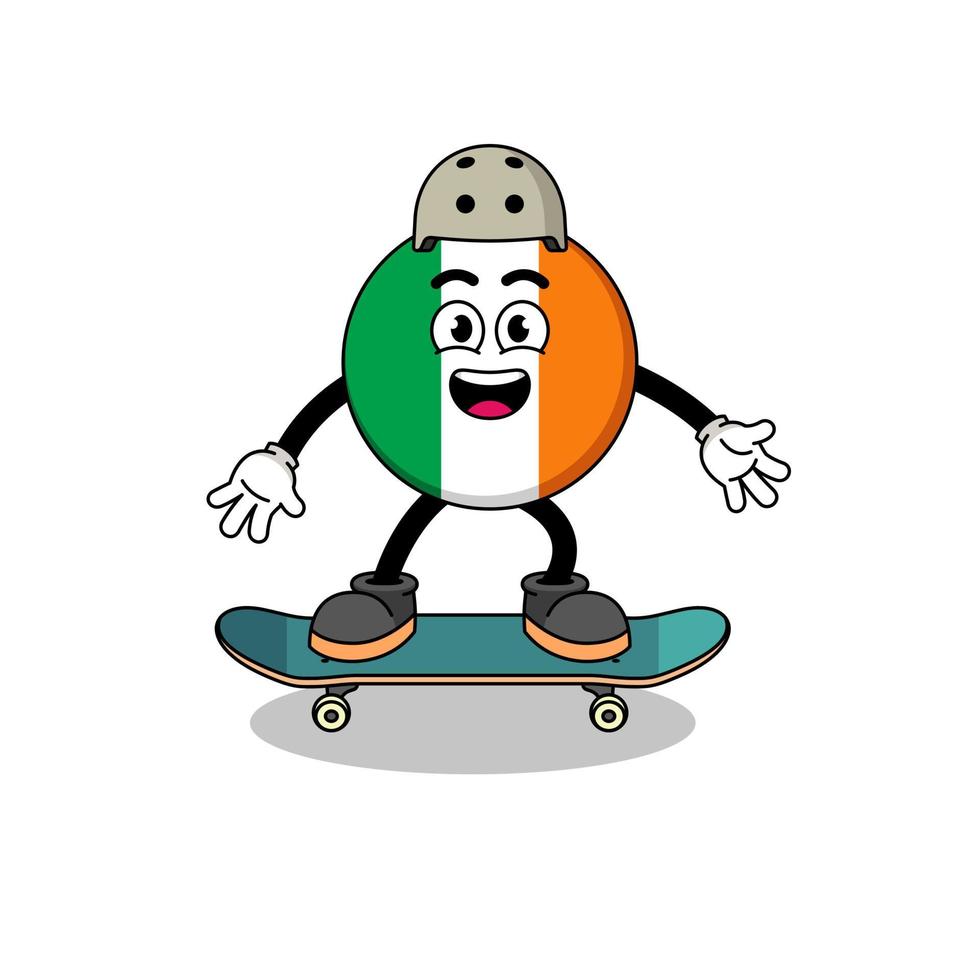 irland-flaggenmaskottchen, das ein skateboard spielt vektor