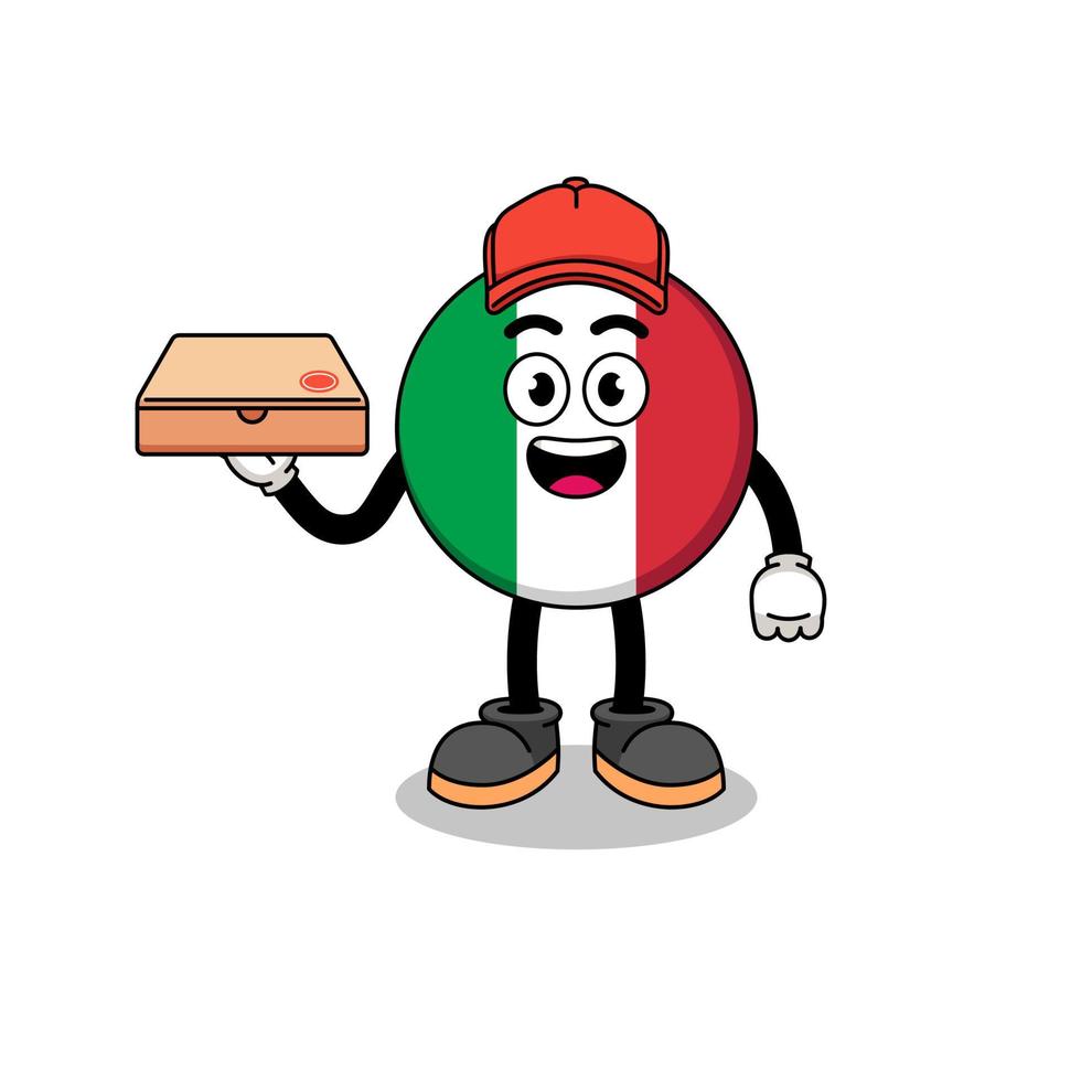 italien-flaggenillustration als pizzabote vektor