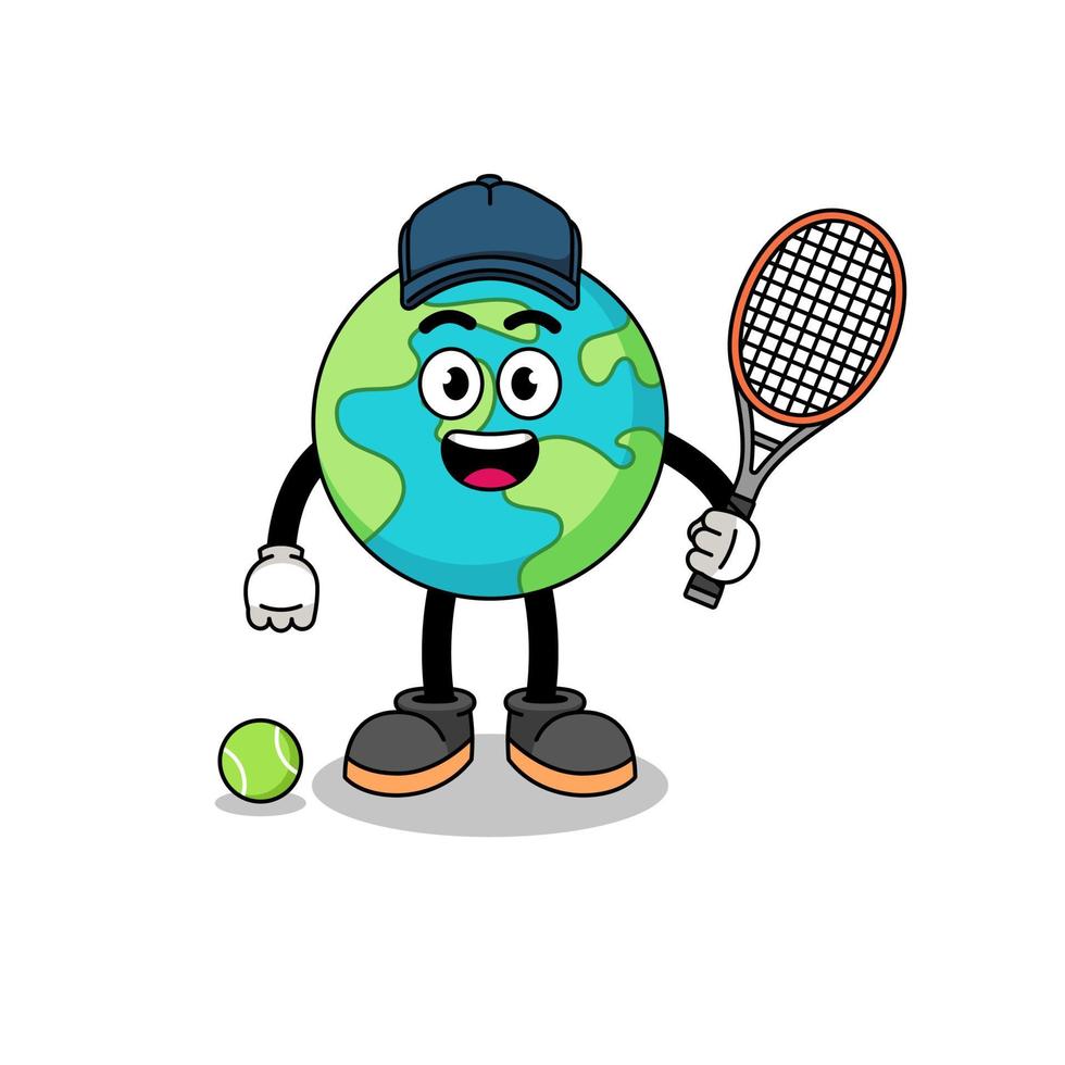 jorden illustration som en tennisspelare vektor