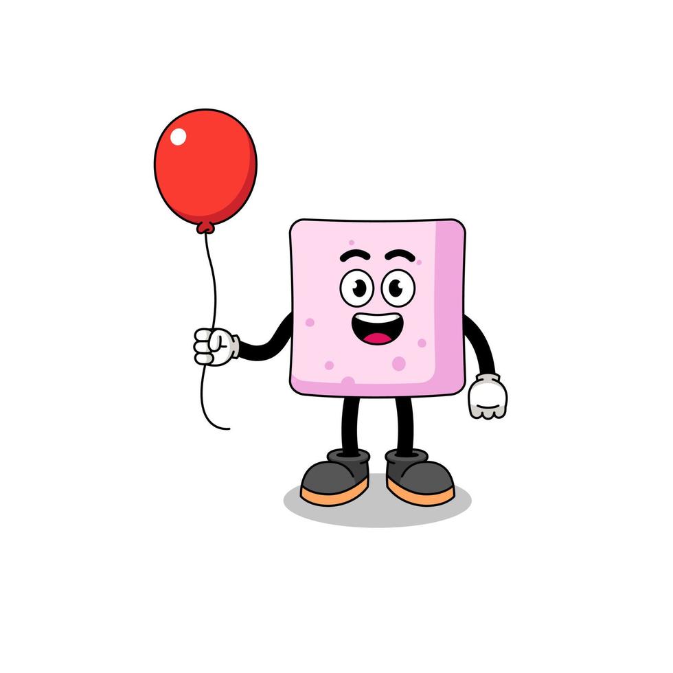 Cartoon von Marshmallow mit einem Ballon vektor