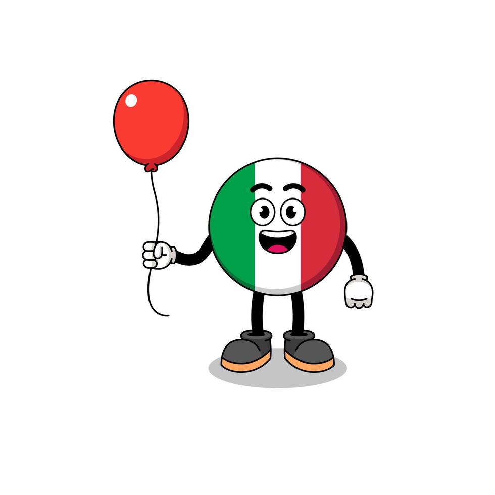 Karikatur der italienischen Flagge, die einen Ballon hält vektor