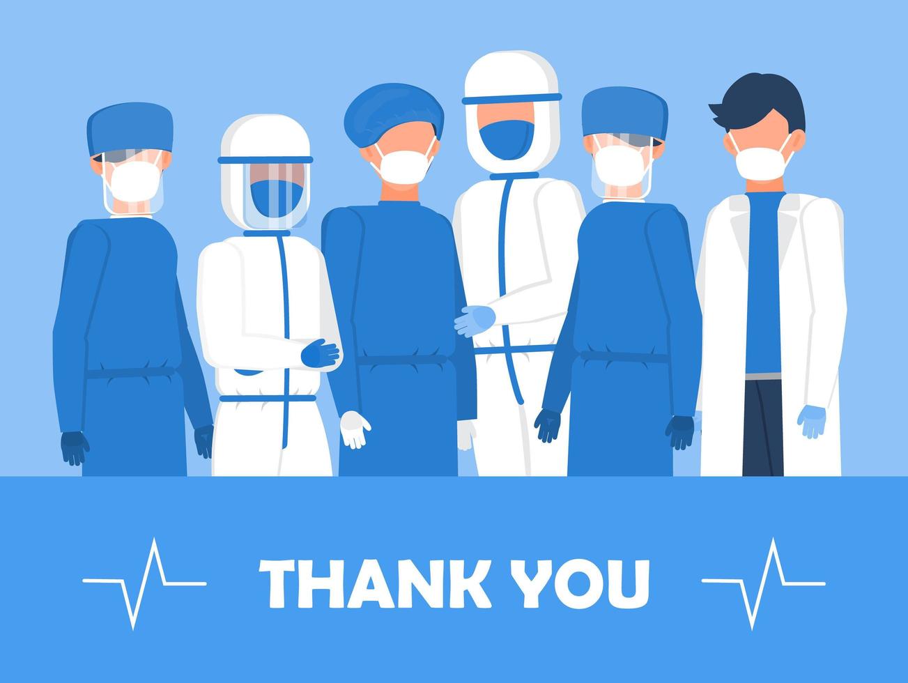 tack läkare och sjuksköterskor som arbetar på sjukhusen. intensivvårdsmottagning med luftsyresensor visas i bakgrunden. tack till läkare för kampen mot coronaviruset. vektor