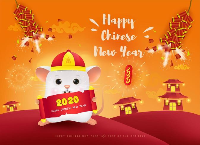Frohes chinesisches Neujahr. Das Jahr der Ratte 2020. vektor