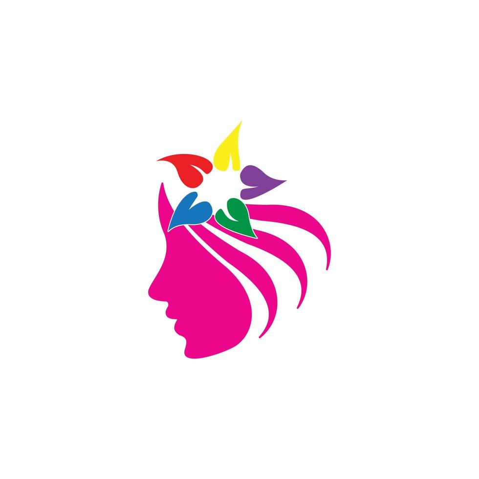 süßes Mädchen mit einfachem Logo-Design der Blume vektor