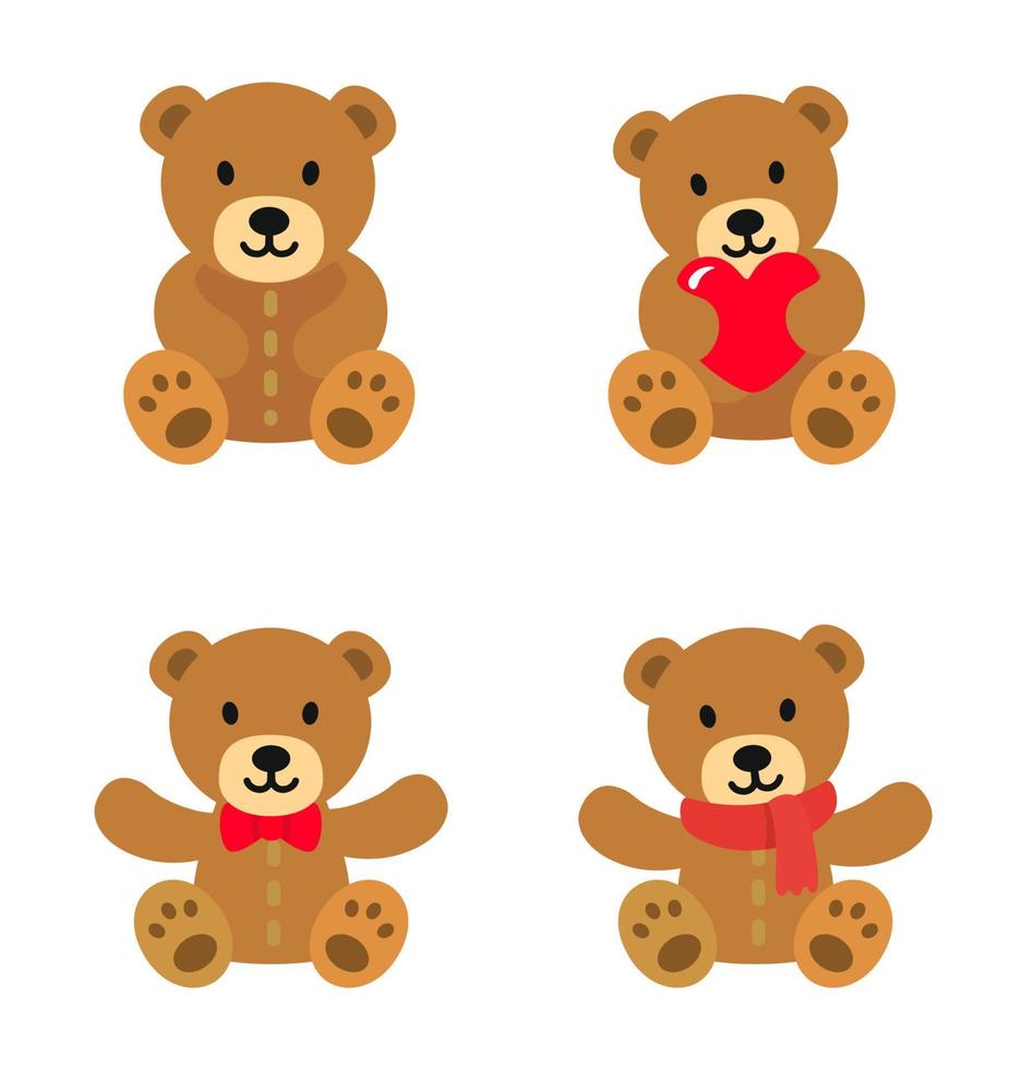 Teddybär sitzend Kinderspielzeug mit Herz. vektor