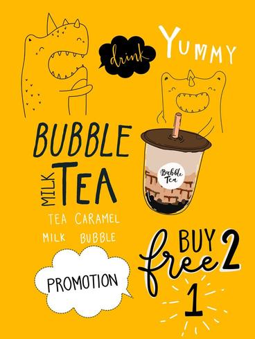 Bubble Tea Sonderaktionen BOGO Design vektor