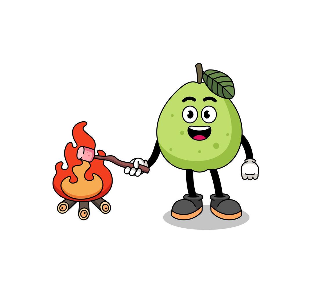 illustration av guava som bränner en marshmallow vektor