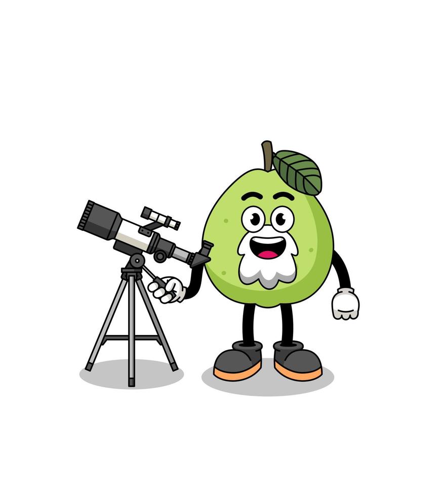 illustration av guavamaskot som astronom vektor