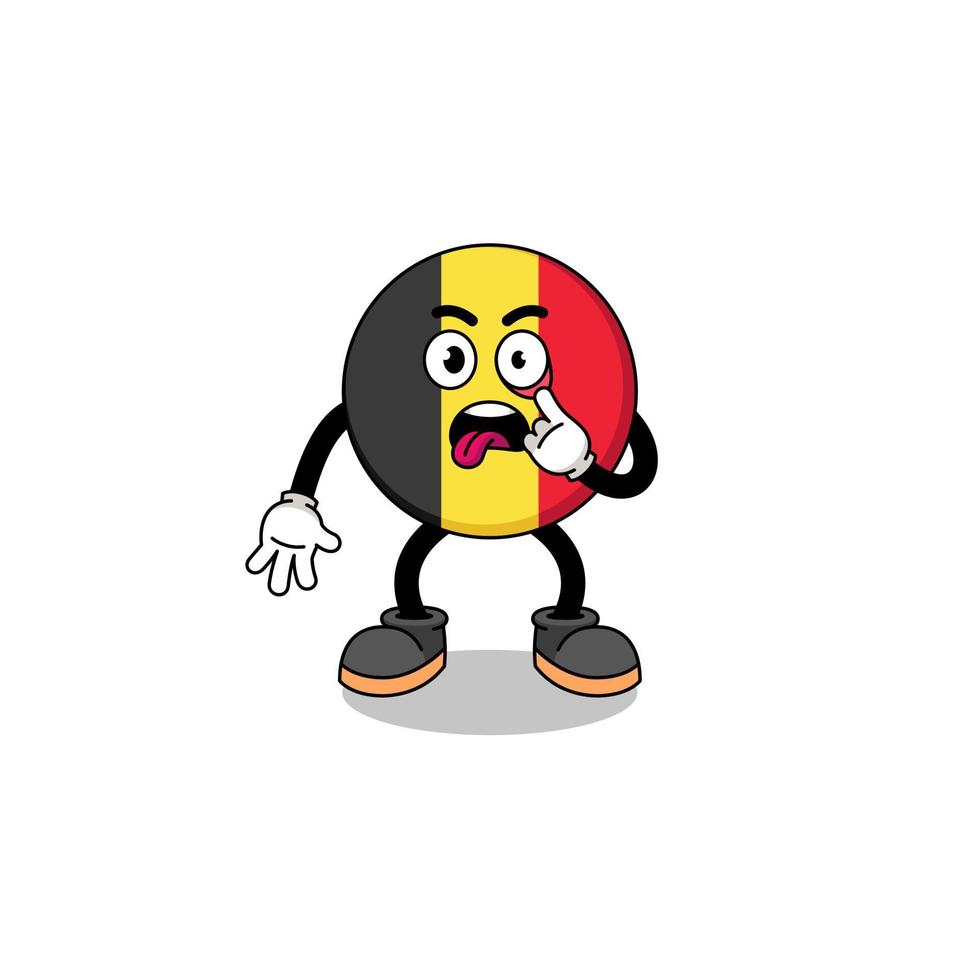 karaktär illustration av Belgien flagga med tungan sticker ut vektor