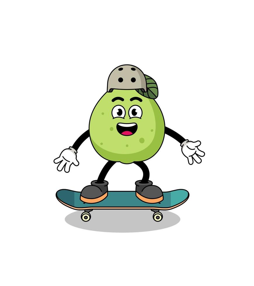 guava maskot spelar en skateboard vektor