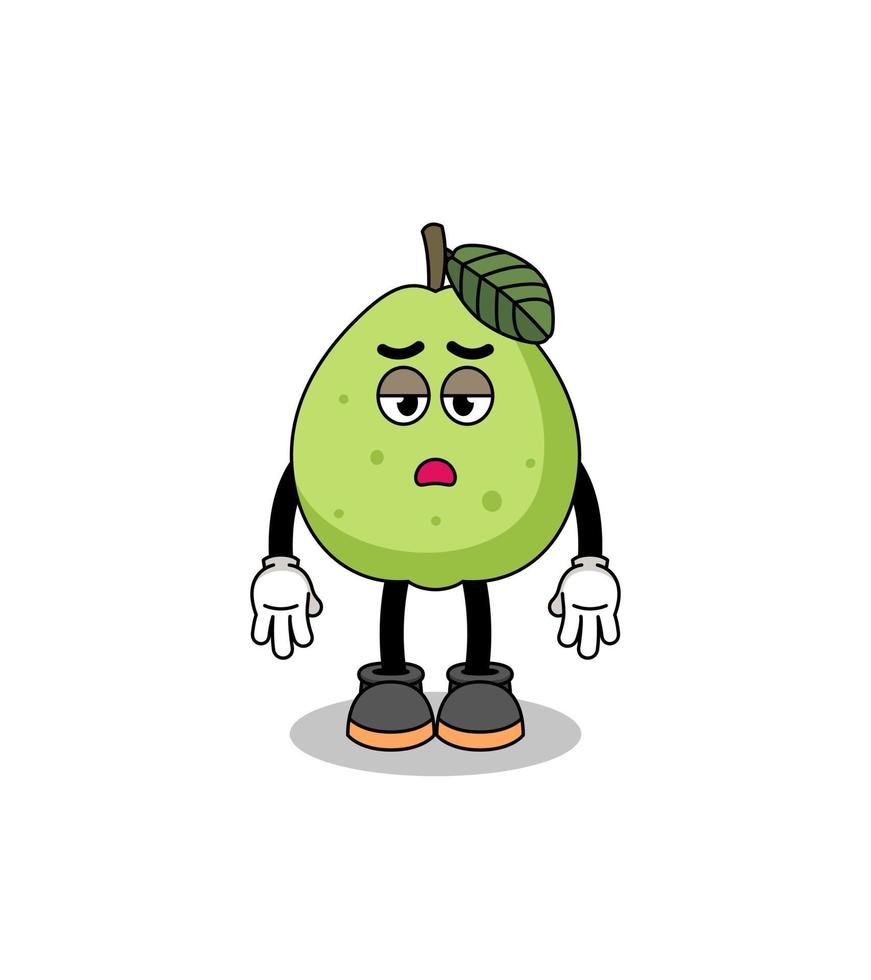 guava tecknad med trötthetsgest vektor