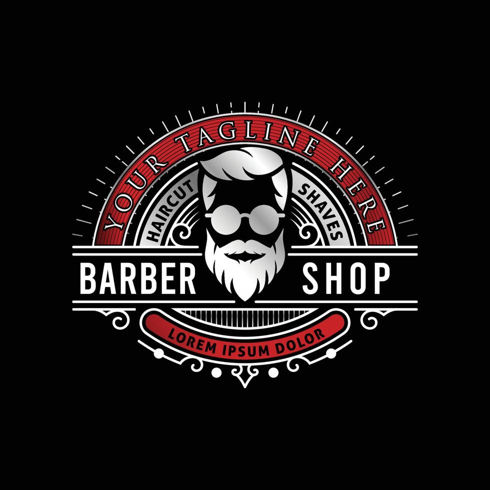 barbershop vintage silver logotyp mall vektor