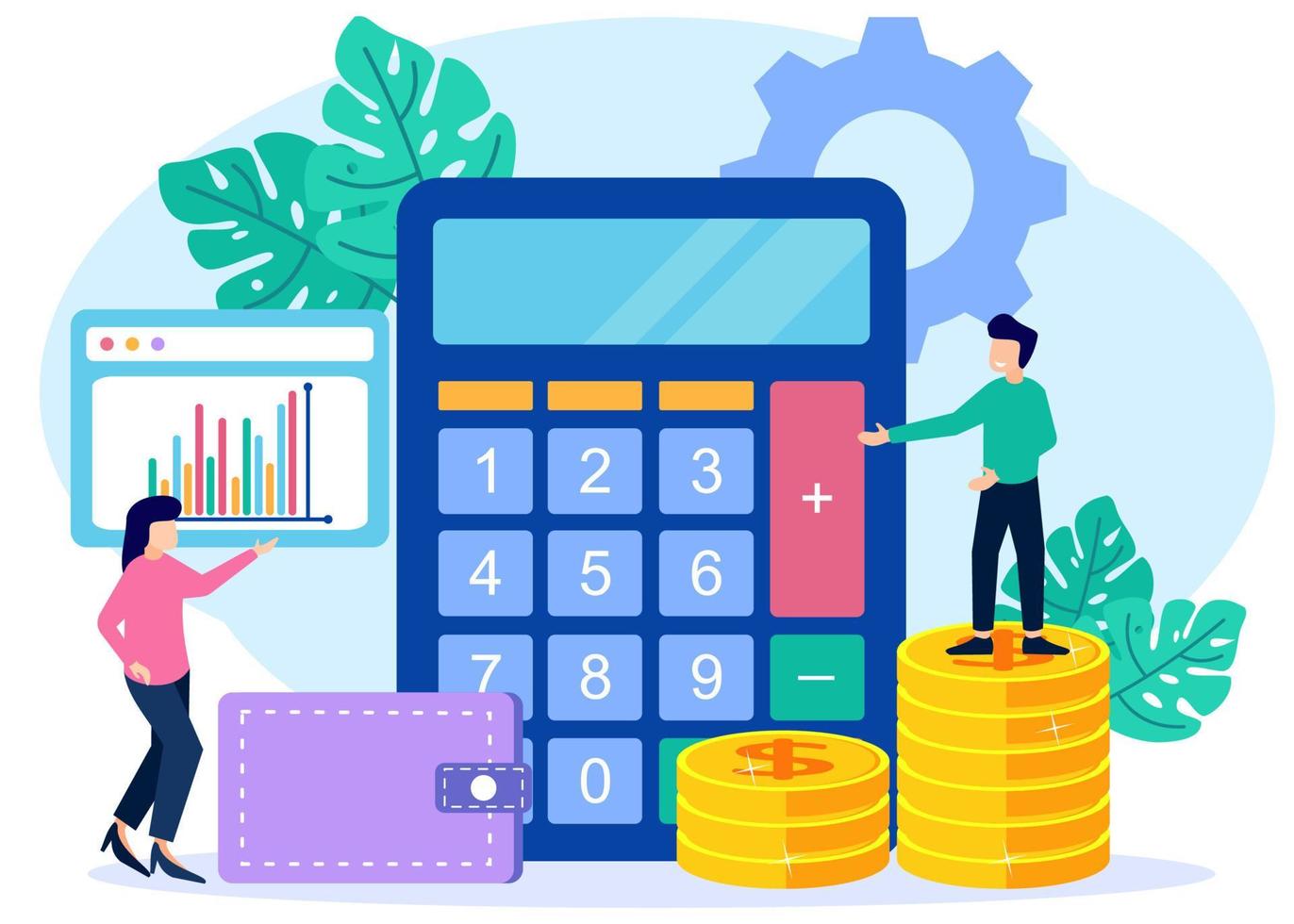 Illustration Vektorgrafik Zeichentrickfigur der Finanzbuchhaltung vektor