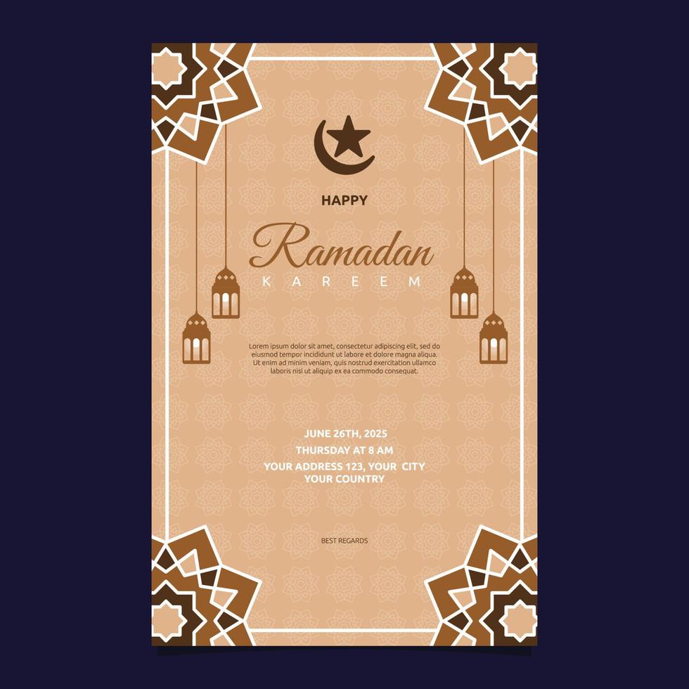 islamisches ereignis ramadan kareem kartenrahmenhintergrund einfaches flaches design vektor