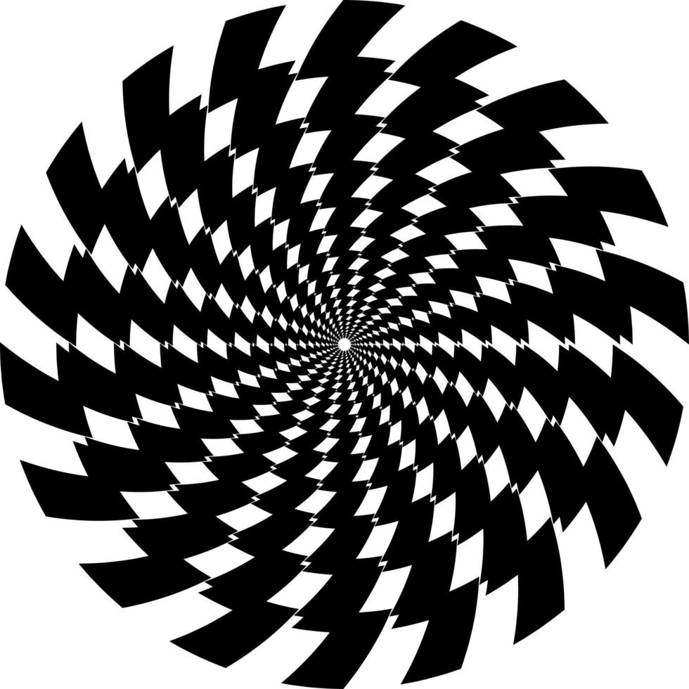 den optiska illusionen av volym. rund vektor isolerade svartvita mönster på en vit bakgrund. cirklar av svarta och vita omväxlande ränder, kapslade i varandra.