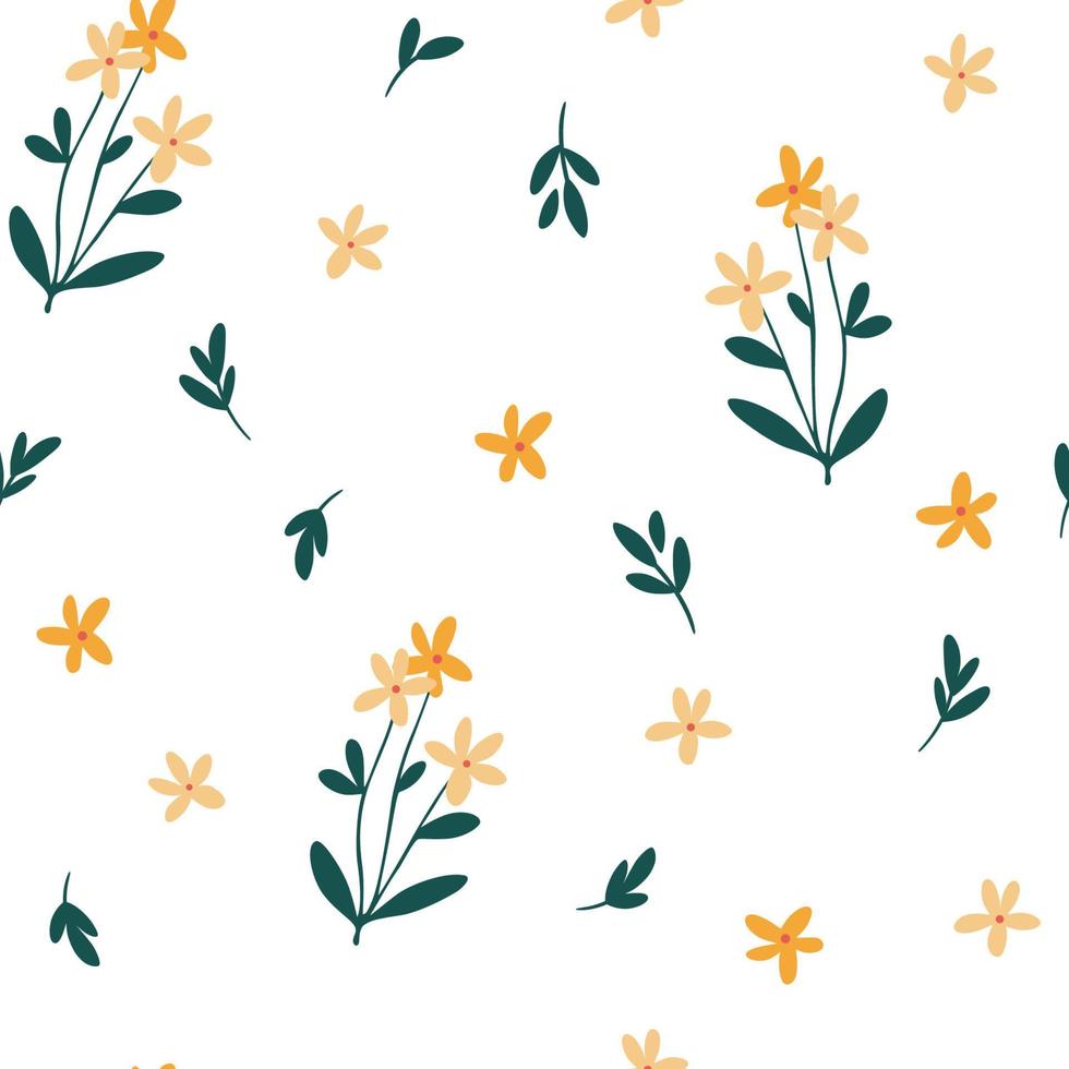 sömlösa blommönster. kreativ blommande konsistens. vildblommor bakgrund. perfekt för tyg, textil, scrapbooking. . tecknad vektorillustration vektor