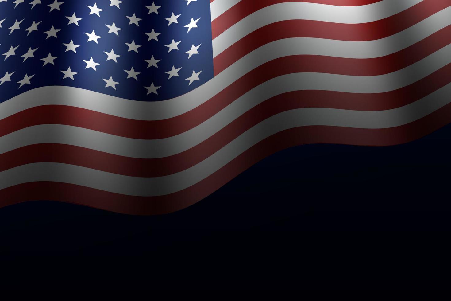 viftande USA-flagga med gradient banner. Amerikas land tecken. amerikansk nationssymbol. realistisk mall för affisch. vektor illustration