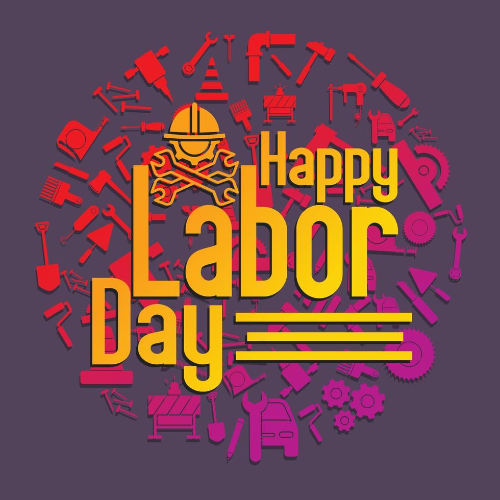 Happy Labor Day Banner. designvorlage elegant mit clipart arbeitskreis dimension für sie grüße vektor