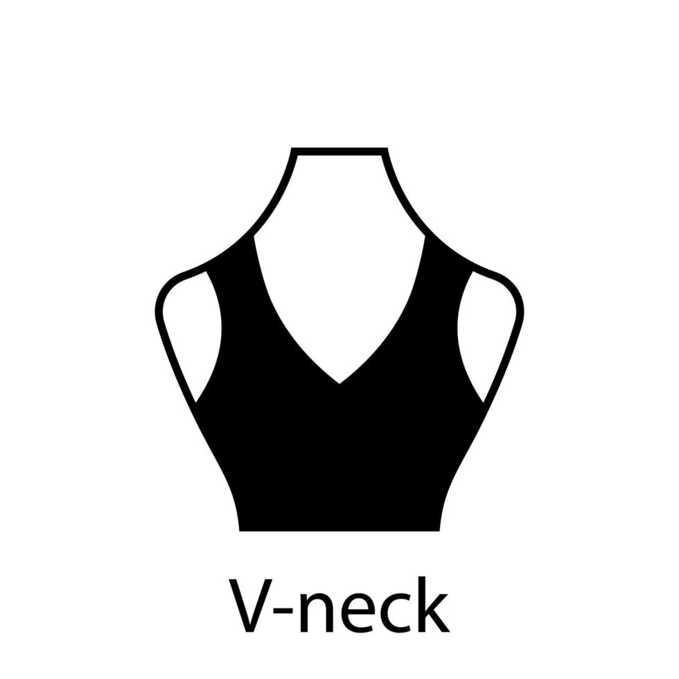 V-Ausschnitt mit modischem Ausschnitt für Damenbluse, Kleidersilhouette-Symbol. schwarzes T-Shirt, bauchfreies Top auf Schnuller. trendiger Damen-V-Ausschnitt. isolierte Vektorillustration. vektor