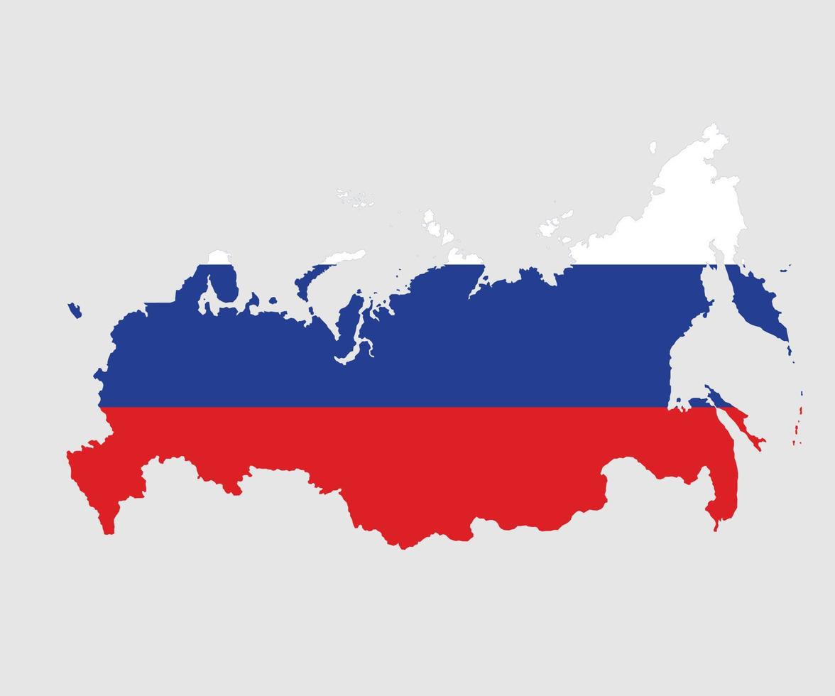 Rysslands karta och flagga vektor
