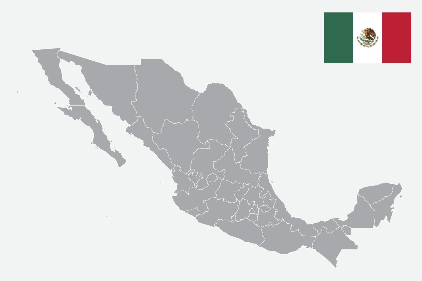 mexiko karte. Mexiko-Flagge. flache Symbol-Symbol-Vektor-Illustration vektor