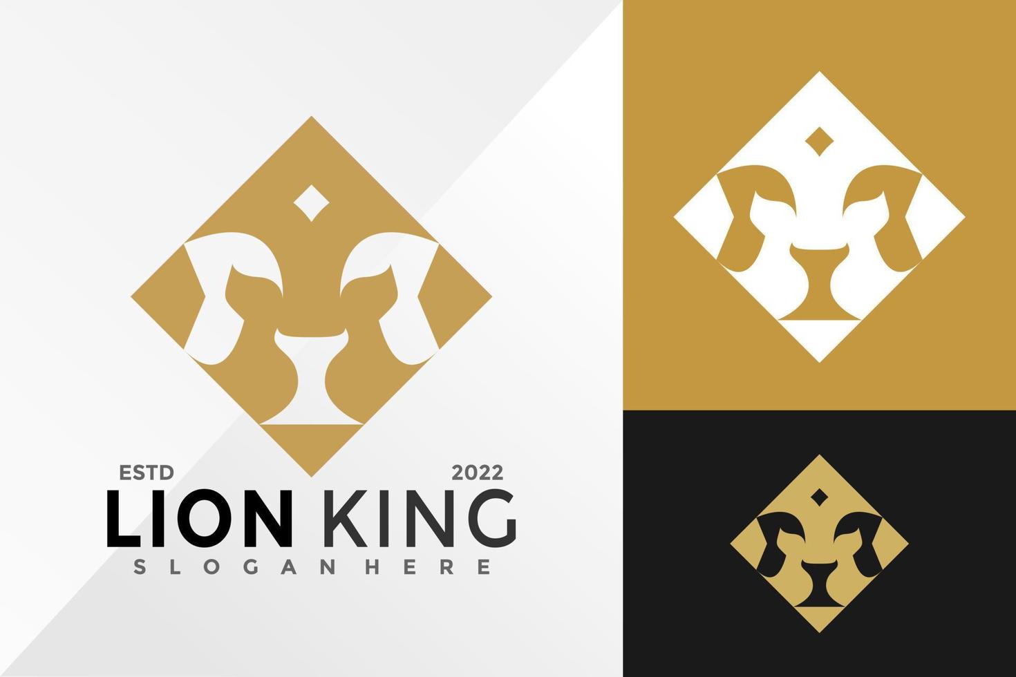 moderne könig der löwen krone logo design vektor illustration vorlage