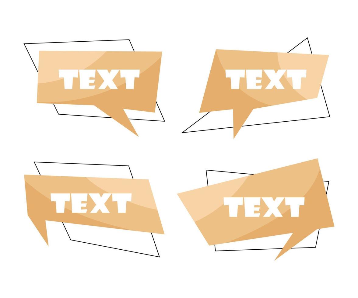 Set-Zitat-Box-Rahmen, SMS-Tag leere Vorlagenboxen, Design-Linie Kunst-Zitat-Blase-Blog-Symbole, Blase-Blog-Zitate-Symbole, abstrakte Vektor-Brown-Papier-Holzmarke. vektor