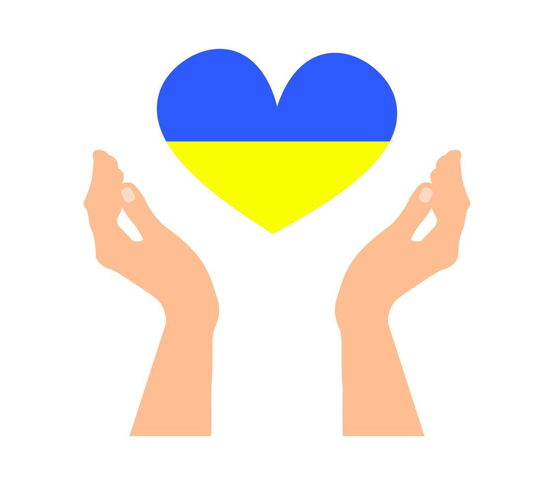 ukraina Europa land flagga vektor bakgrund koncept, hjärta form i händer isolerad ikon akvarell grunge textur torr borste bläck textur illustration självständighetsdagen firande banderoll