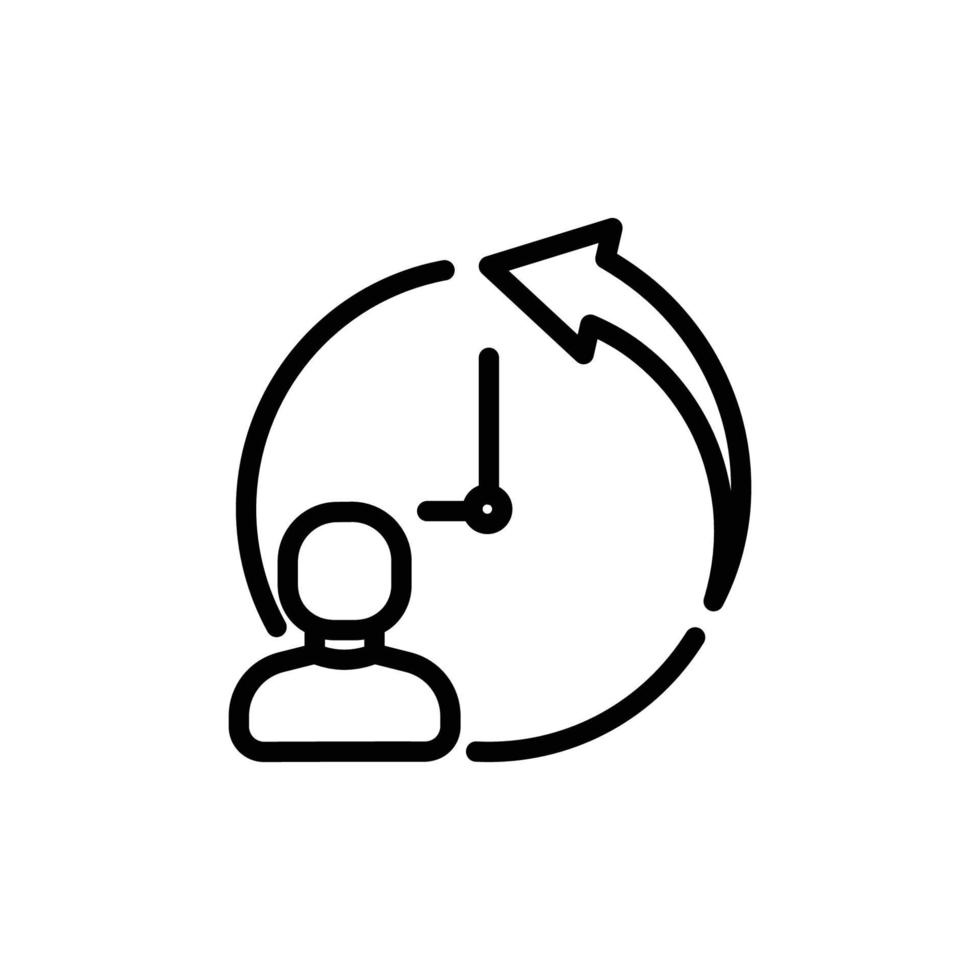 Uhrensymbol mit Menschen und Pfeil. Vollzeit. Liniensymbolstil. geeignet für Business-Symbol. einfaches Design editierbar. Design-Vorlagenvektor vektor